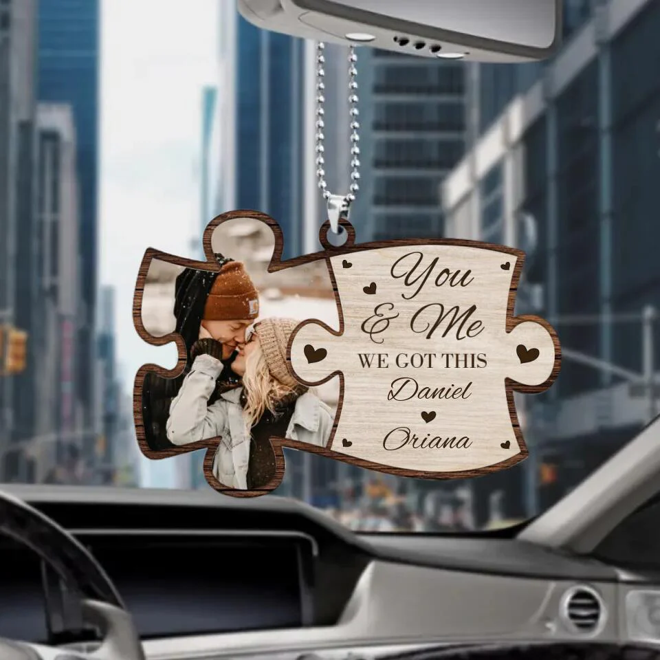 You And Me We Got This Custom Photo and Name Car Wooden Ornament - Image 2