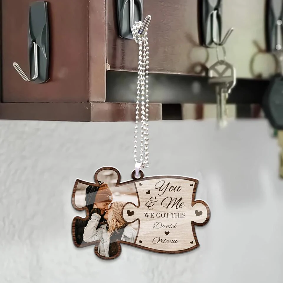 You And Me We Got This Custom Photo and Name Car Wooden Ornament - Image 3