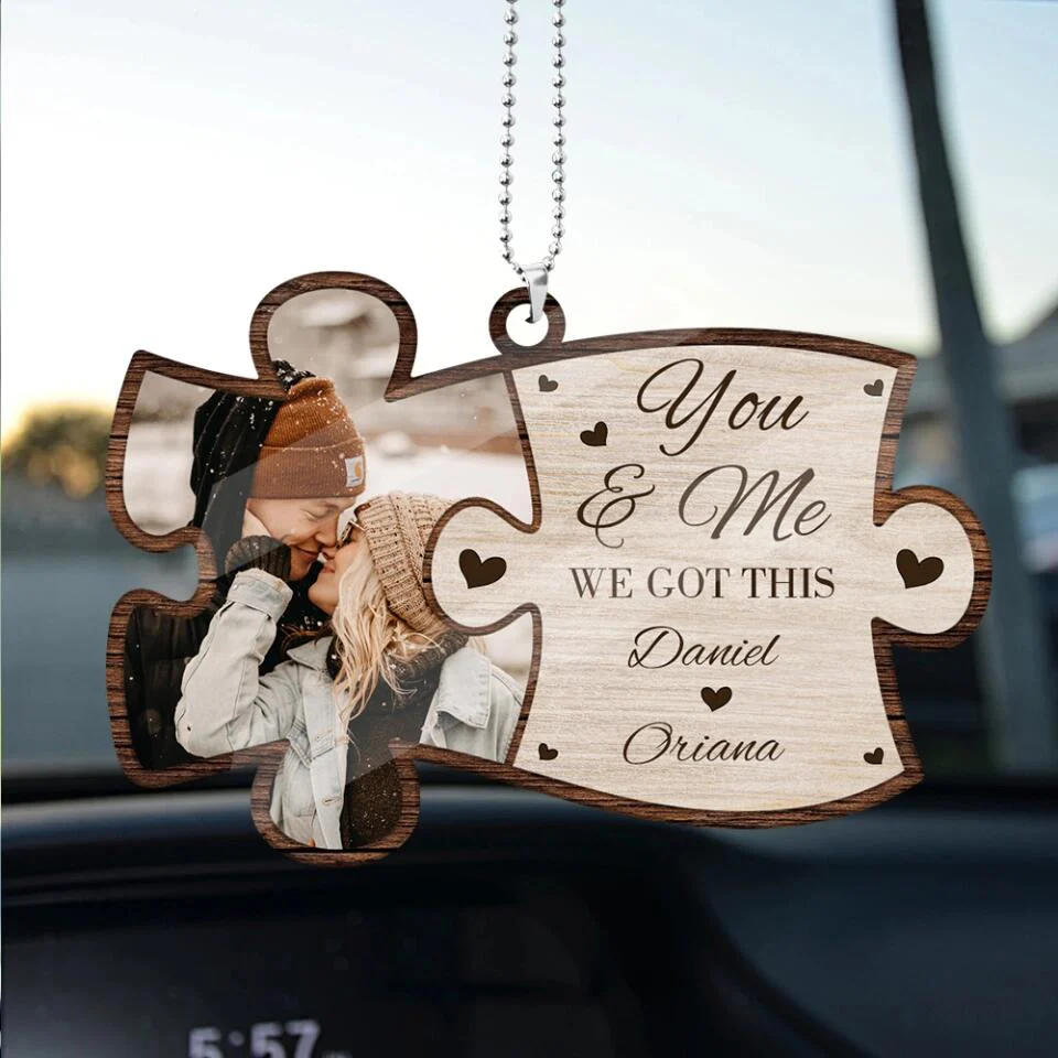 You And Me We Got This Custom Photo and Name Car Wooden Ornament - Image 7