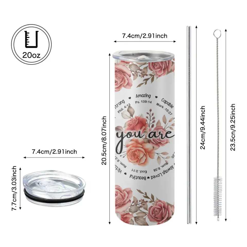 You Are Amazing Strong Capable - Custom Name Skinny Tumbler - Gift For Children Her | 306IHPLNTU656 - Image 10