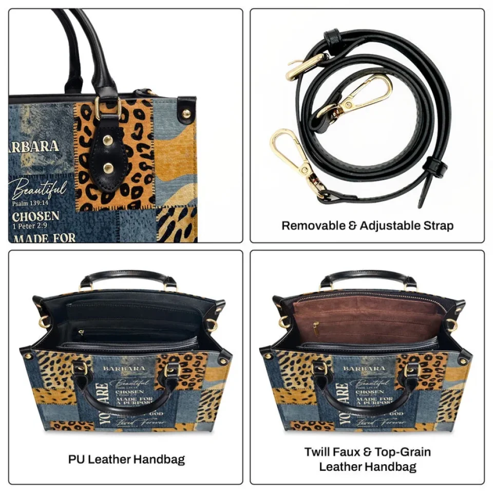 You Are Made For A Purpose - Personalized Leather Handbag With Zipper - Gift For Female Friends, for Christian Teachers, Officers - Image 5