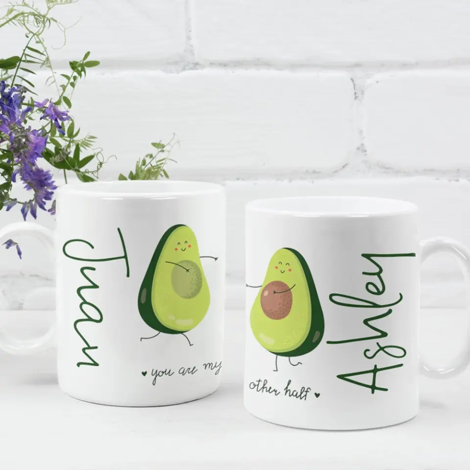 Personalized Valentine Gifts - You Are My Other Half Advocado Personalized Mug Couple Gifts - Image 13