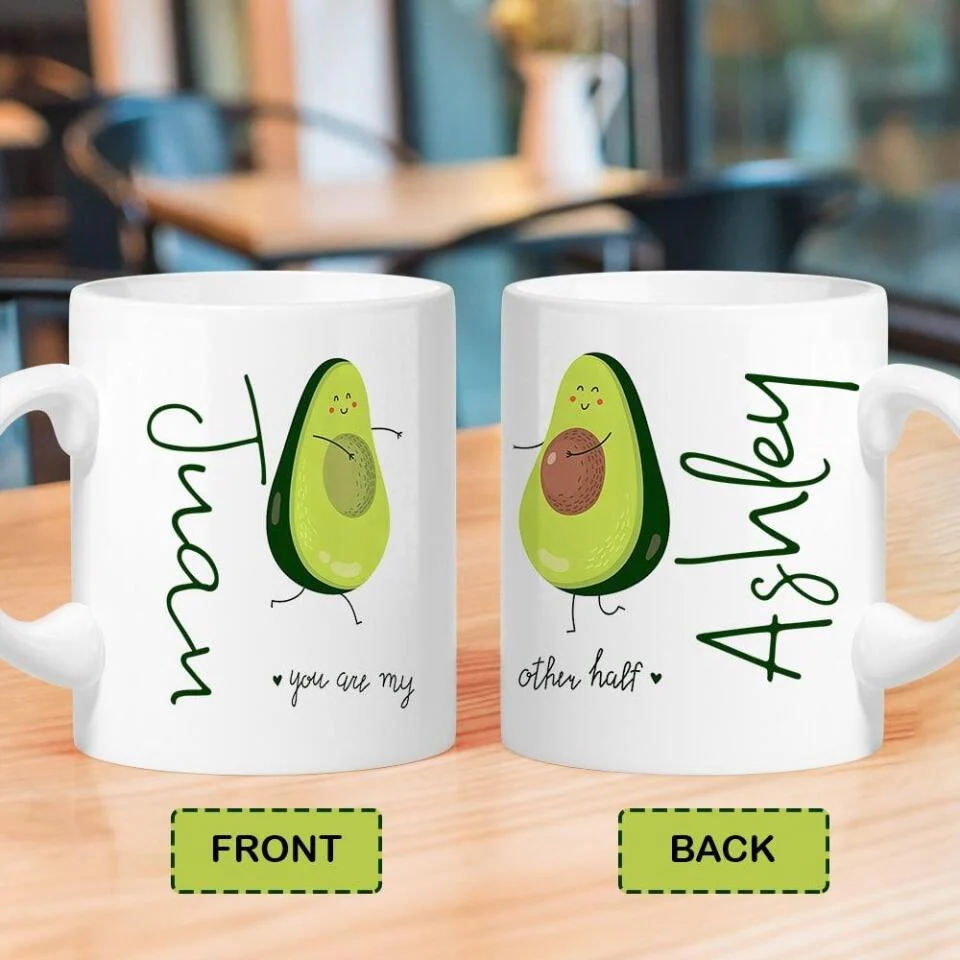 Personalized Valentine Gifts - You Are My Other Half Advocado Personalized Mug Couple Gifts - Image 3