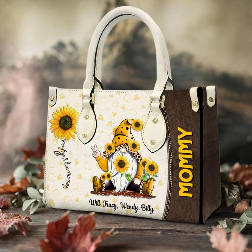 You Are My Sunshine - Yellow Gnome - Personalized Leather Handbag - Gift for Women - Image 8