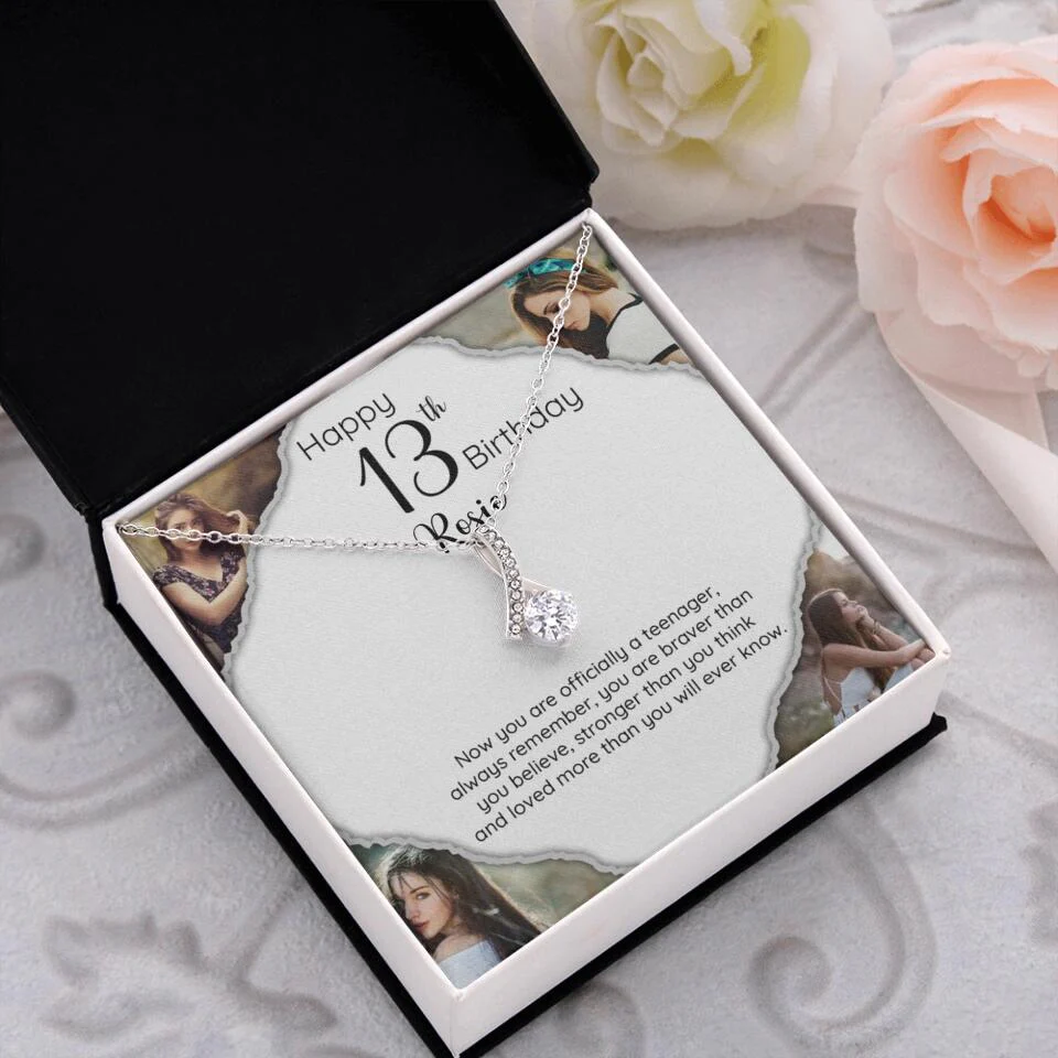 Now You Are Officially A Teenager - Personalized White Gold Necklace - 13th Birthday Gift For Her - Image 17