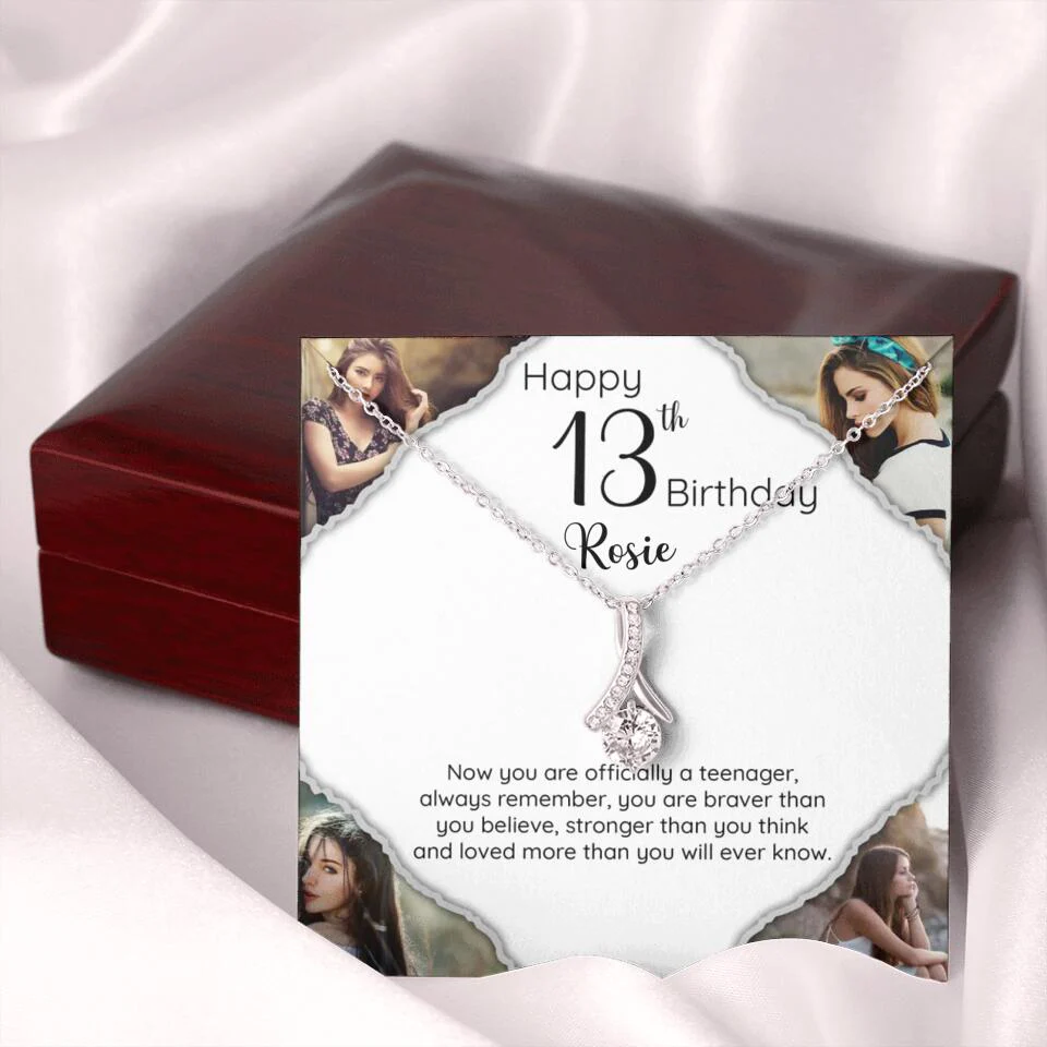 Now You Are Officially A Teenager - Personalized White Gold Necklace - 13th Birthday Gift For Her - Image 21