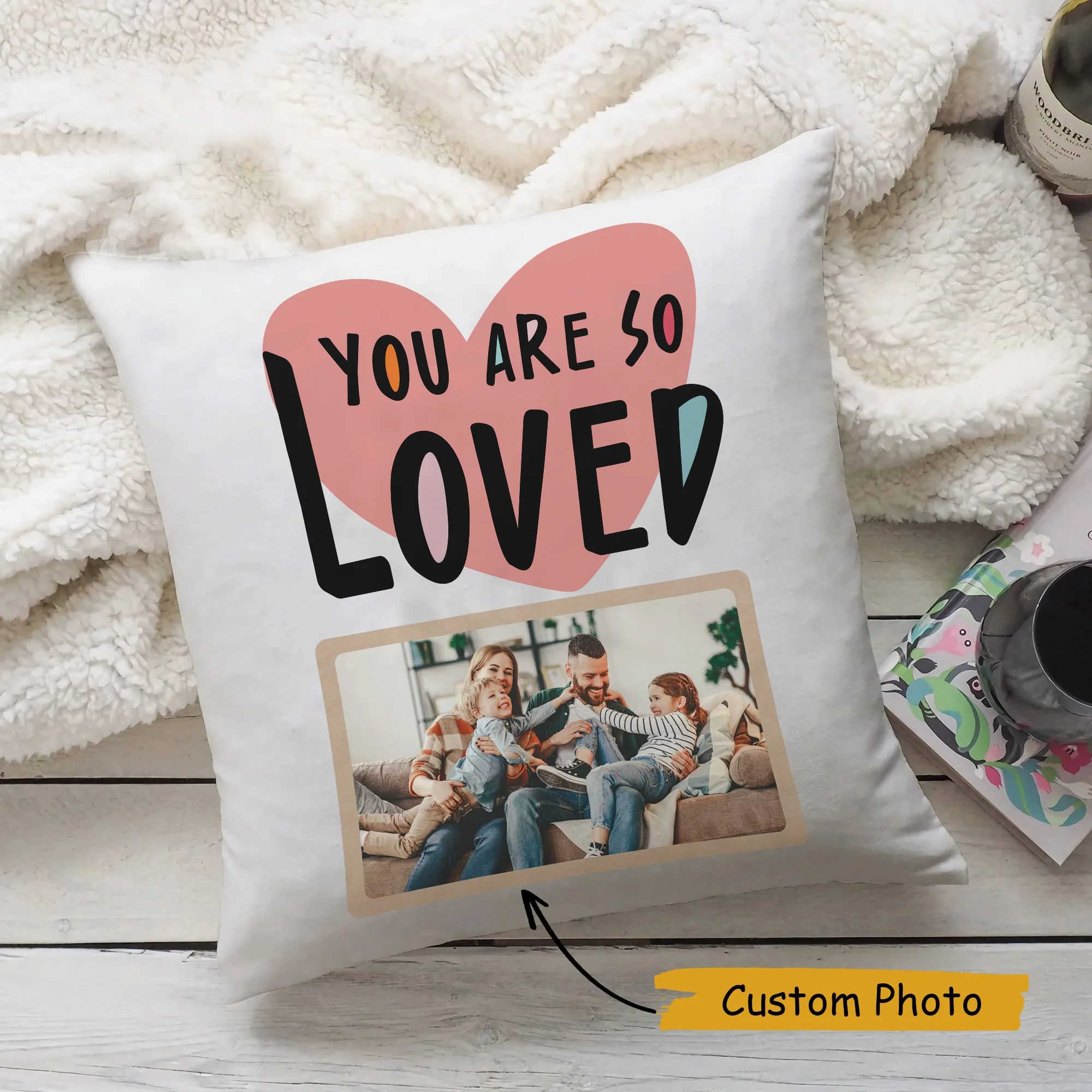 You Are So Loved Custom Family Photo Personalized Pillow - Image 3