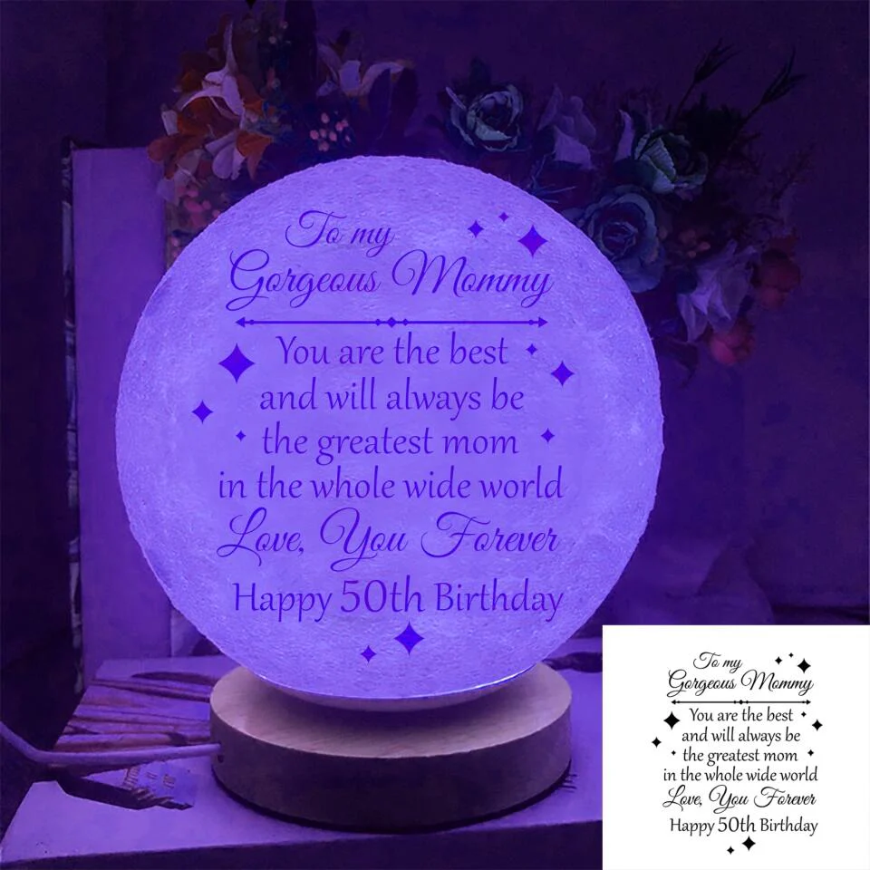 You Are The Best And The Greatest Mom - Personalized Moon Lamp - Image 4