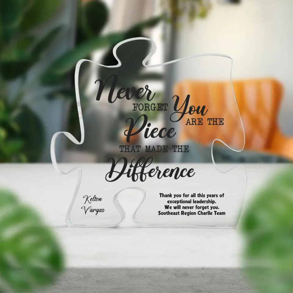 You Are The Piece That Made The Difference - Puzzle Acrylic Plaque - Thank You Gift for Women, Men - Image 4