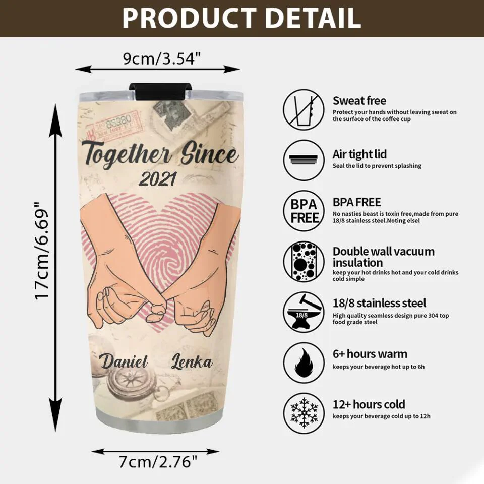 Personalized Valentine Gifts - You Complete Me Personalized 20oz Stainless Tumbler - Image 6