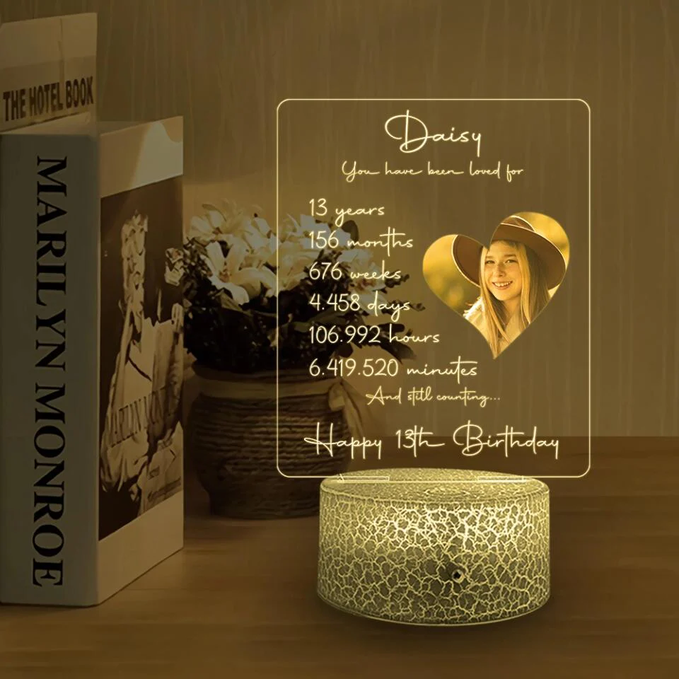 You Have Been Loved And Still Counting - Personalized Lamp, 3D Led Light - Milestone Birthday Gift for Girls - Image 4