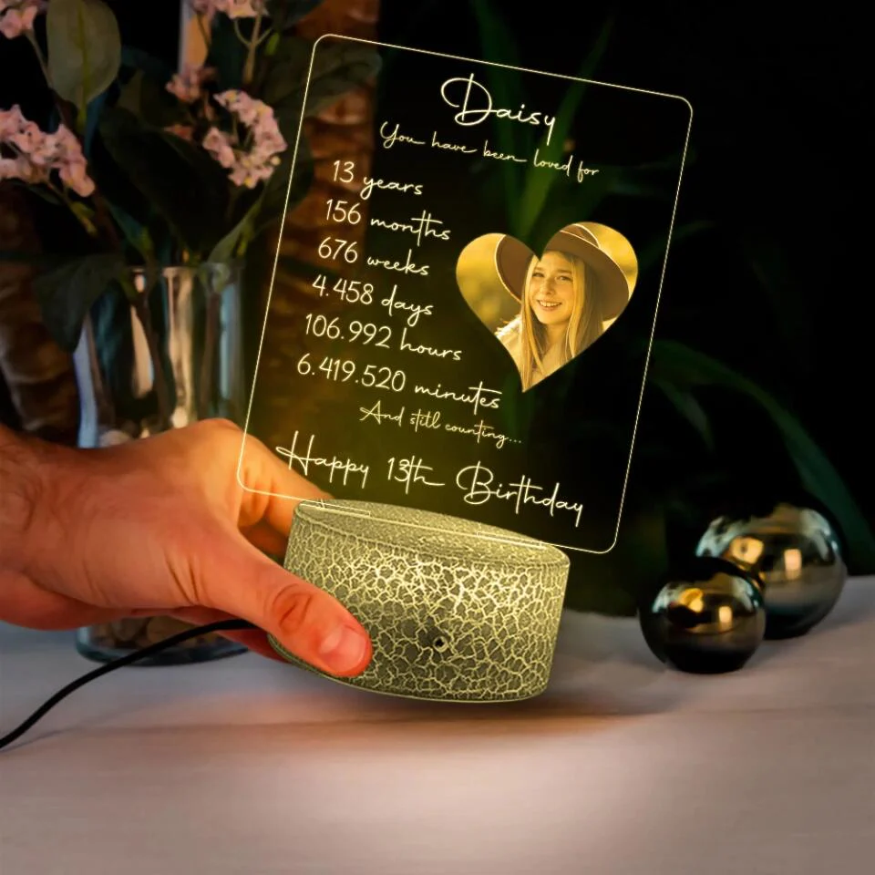 You Have Been Loved And Still Counting - Personalized Lamp, 3D Led Light - Milestone Birthday Gift for Girls - Image 5