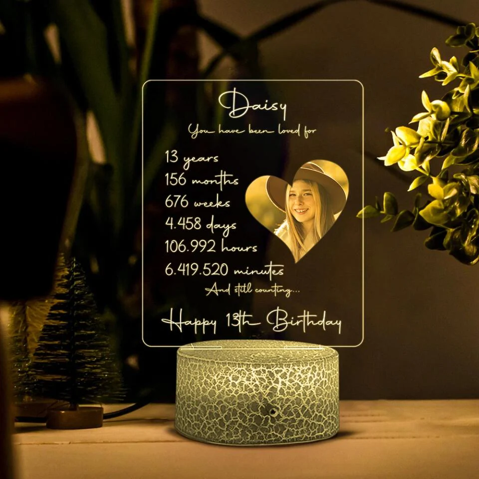 You Have Been Loved And Still Counting - Personalized Lamp, 3D Led Light - Milestone Birthday Gift for Girls - Image 6