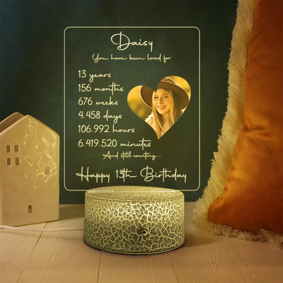 You Have Been Loved And Still Counting - Personalized Lamp, 3D Led Light - Milestone Birthday Gift for Girls - Image 7
