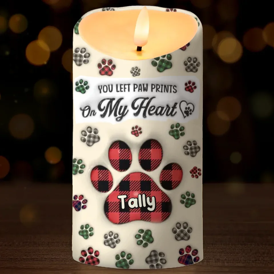 You Left Pawprints On My Heart - LED Candle - Gift For Pet Memorial - Image 2
