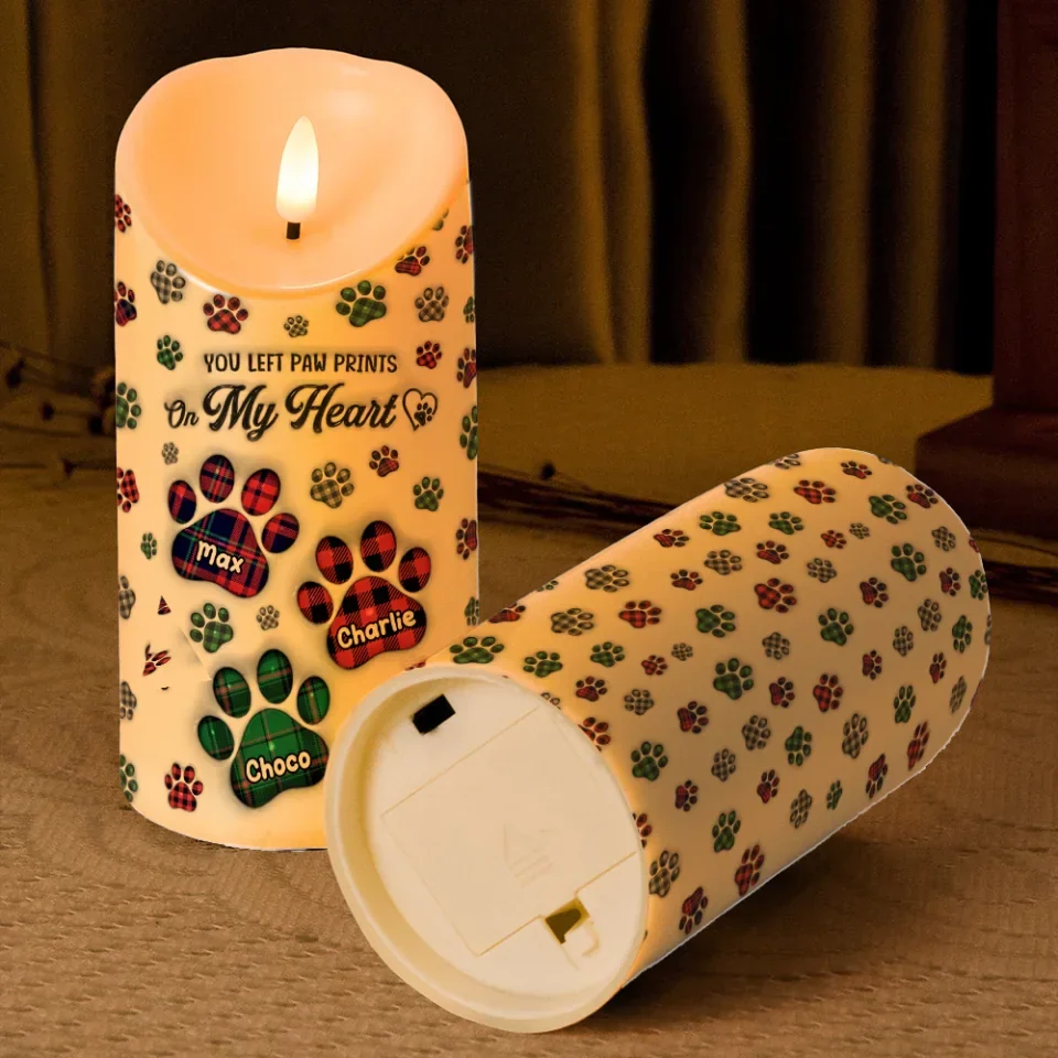 You Left Pawprints On My Heart - LED Candle - Gift For Pet Memorial - Image 3