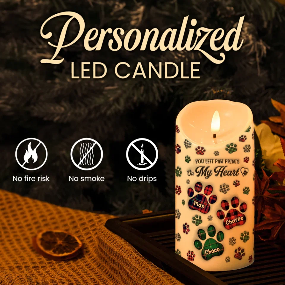 You Left Pawprints On My Heart - LED Candle - Gift For Pet Memorial - Image 4