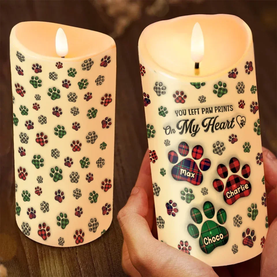 You Left Pawprints On My Heart - LED Candle - Gift For Pet Memorial - Image 6