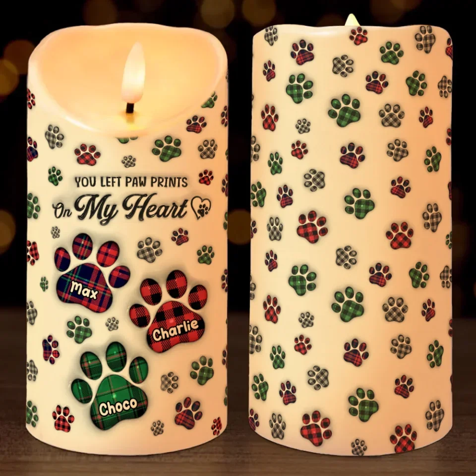You Left Pawprints On My Heart - LED Candle - Gift For Pet Memorial - Image 7