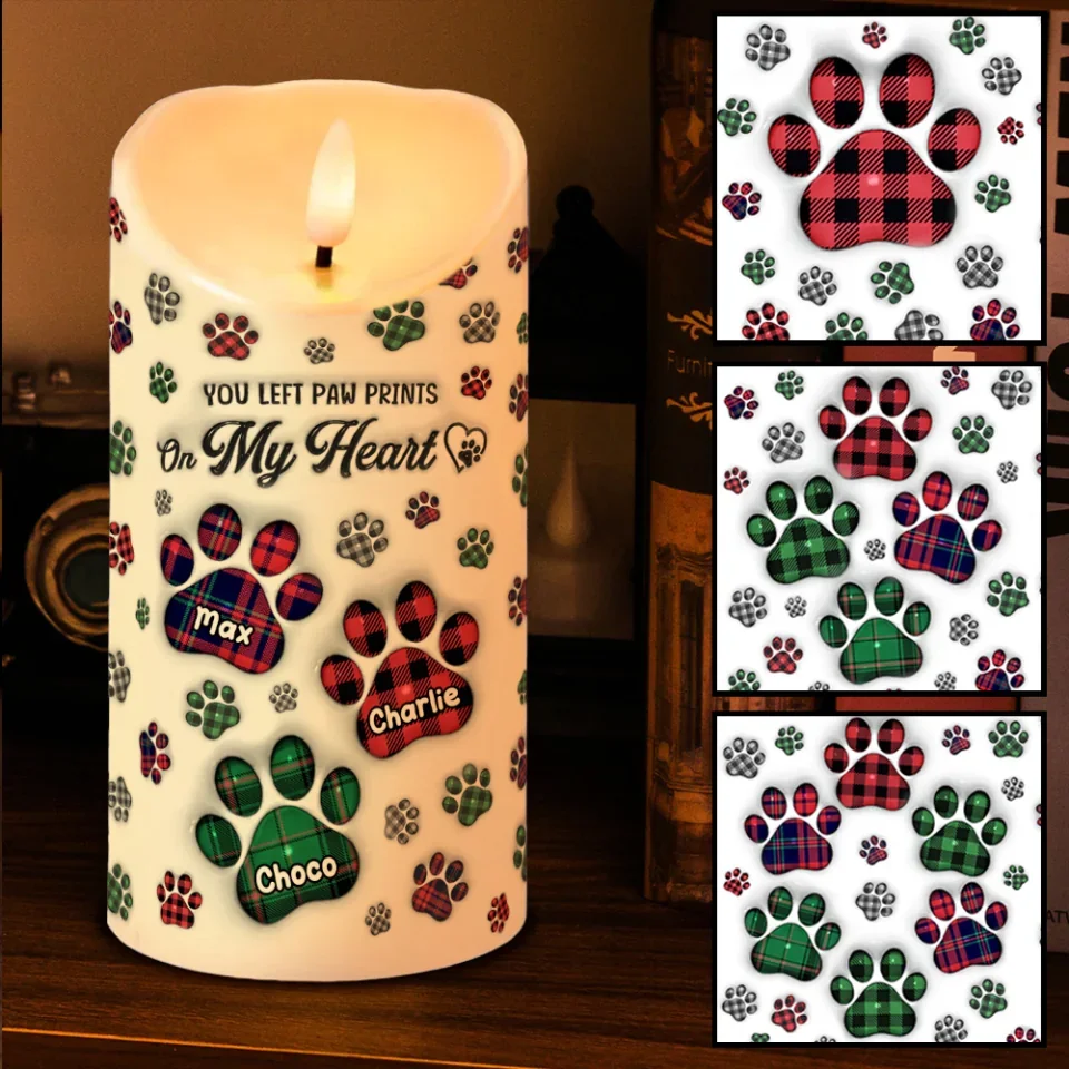 You Left Pawprints On My Heart - LED Candle - Gift For Pet Memorial - Image 8