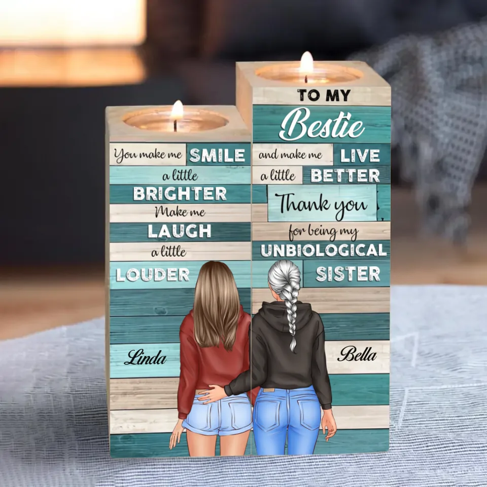 You Make Me Smile - Personalized Wooden Candle Holder - Best Gift For Bestie Friends - Image 2