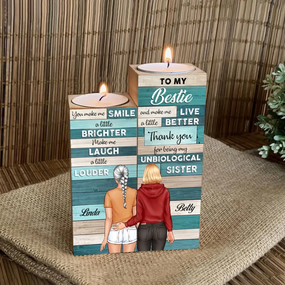 You Make Me Smile - Personalized Wooden Candle Holder - Best Gift For Bestie Friends - Image 3