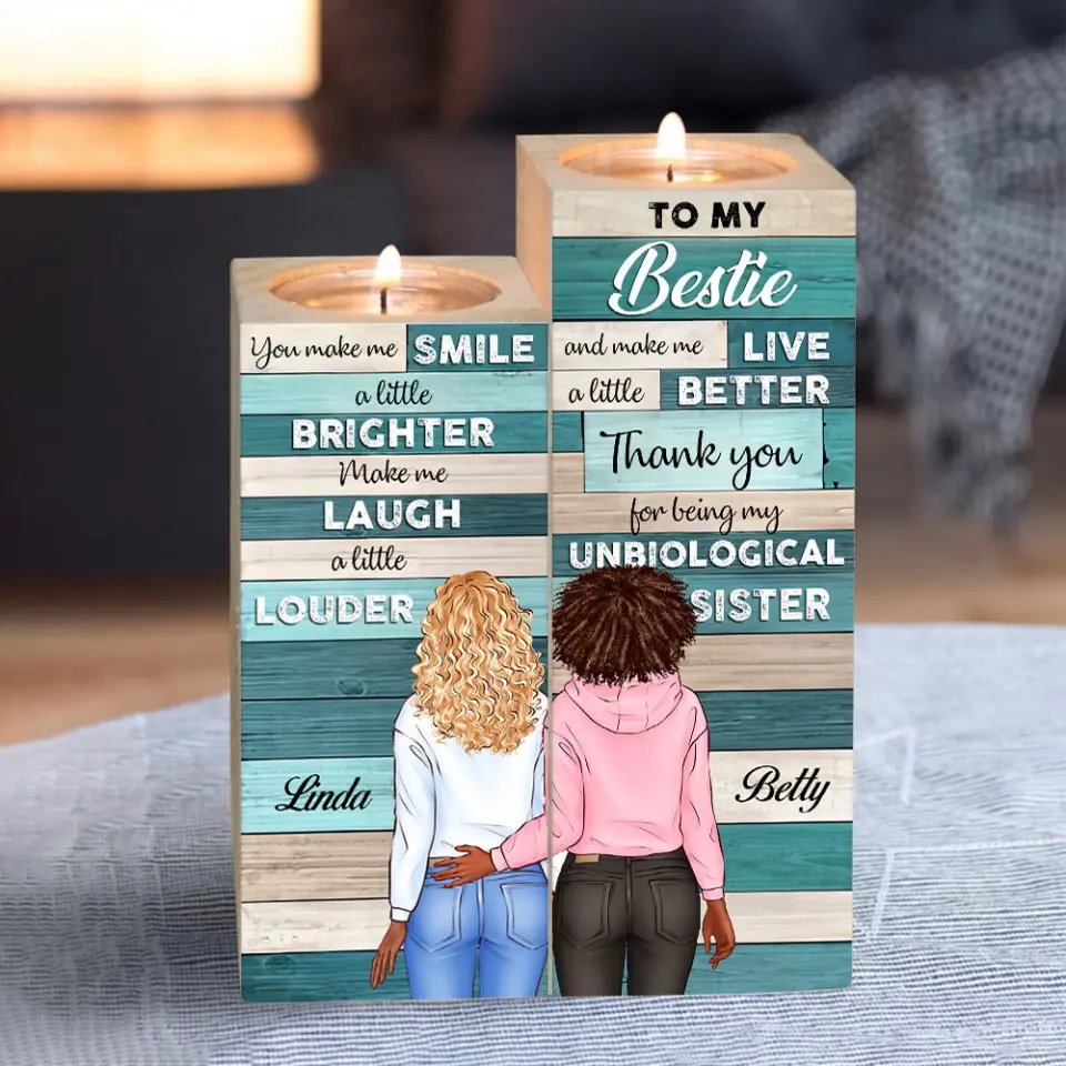 You Make Me Smile - Personalized Wooden Candle Holder - Best Gift For Bestie Friends - Image 6
