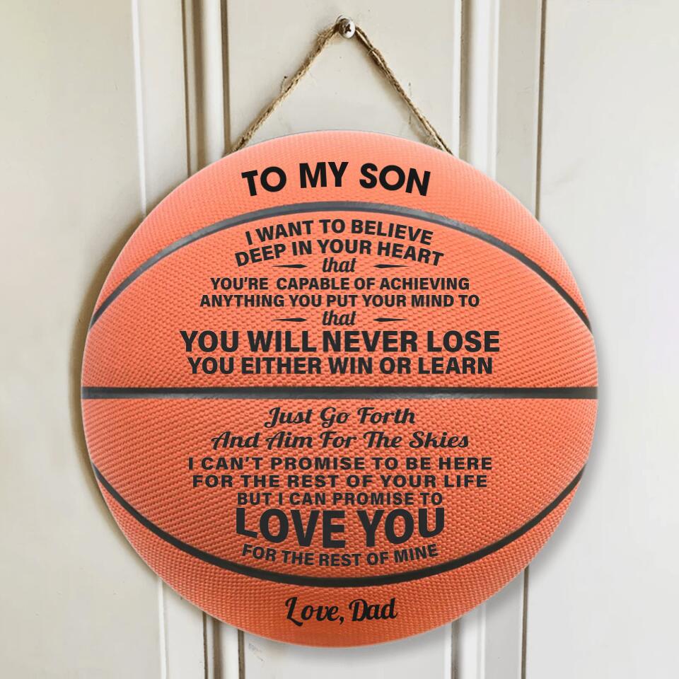 You Will Never Lose You Either Learn Or Win | Personalized Round Wooden Sign - Gift Ideas for Son - Image 4