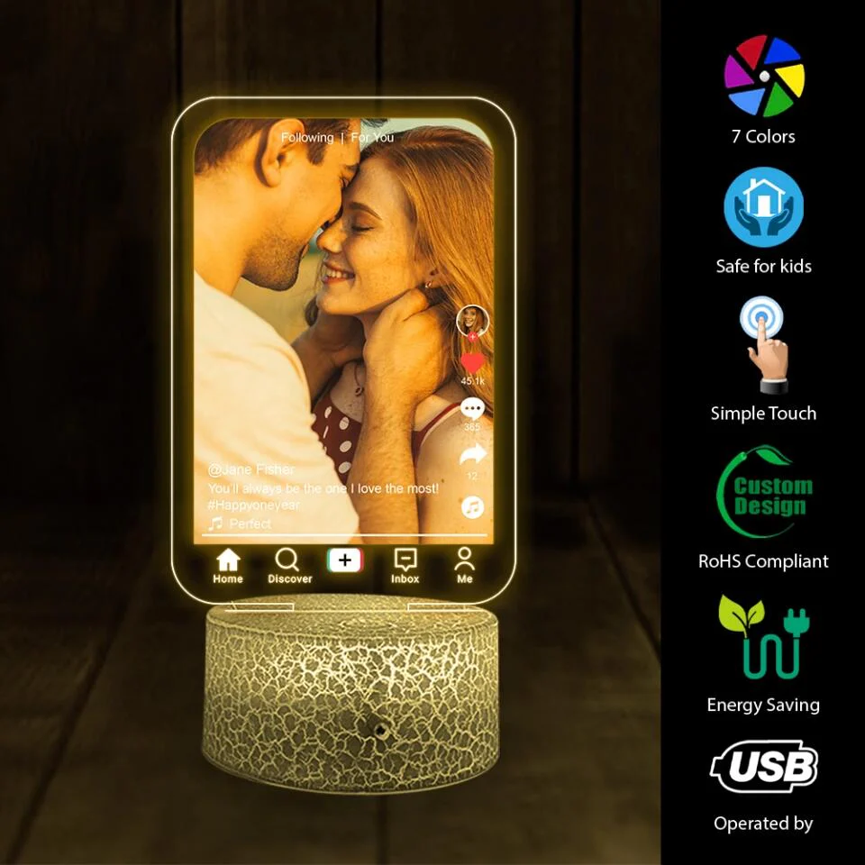 You'll Always Be the One I Love The Most - Personalized Photo & Name - Custom Song Night Light - Gift for Couple - Image 8