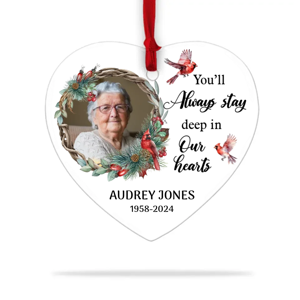You'll Always Stay Deep In Our Hearts - Custom Ceramic Ornament - Memorial Gifts - Image 2