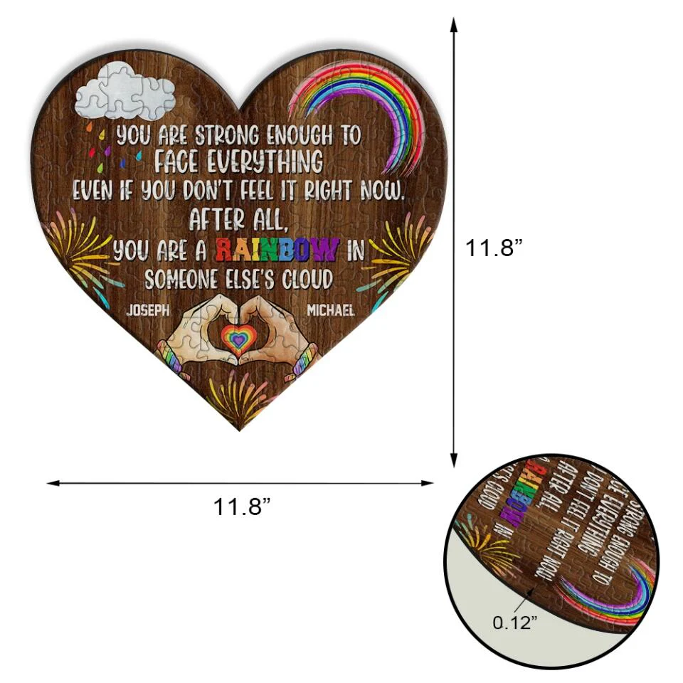Personalized Valentine Gifts - You're a Rainbow In Someone Else Cloud - Personalized Puzzle - Gift for LGBT Couple - Image 5