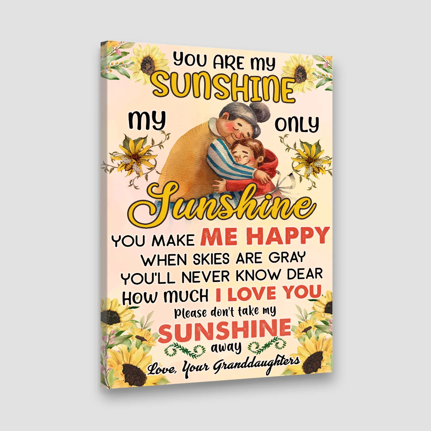 You're my Sunshine, My Only Sunshine - Sunflower Canvas / Poster - Mom Grandma Gift from Daughter Granddaughter - Image 3