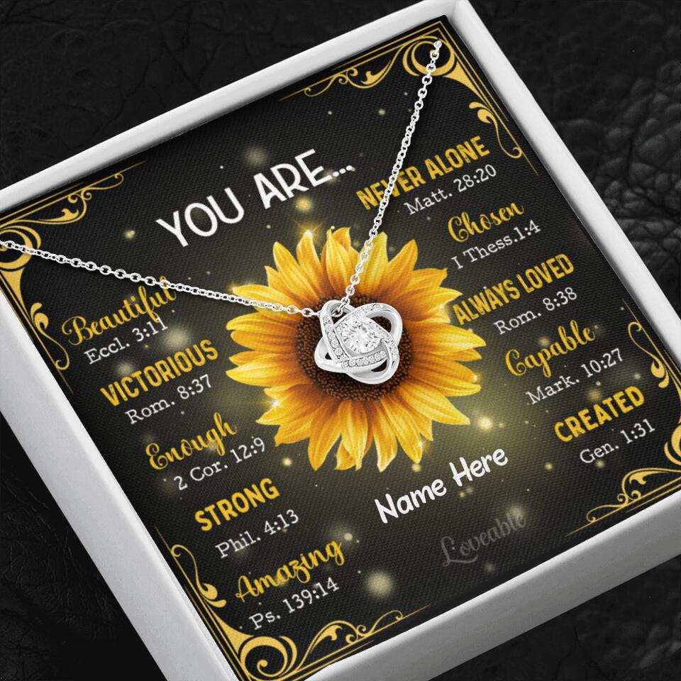 You're Sunflower - Personalized Love Knot Necklace - Image 2