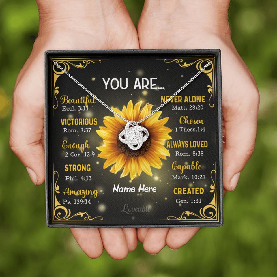 You're Sunflower - Personalized Love Knot Necklace - Image 3