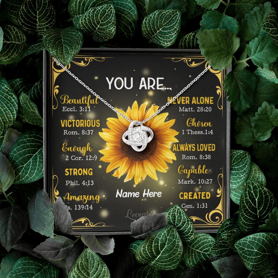 You're Sunflower - Personalized Love Knot Necklace - Image 4