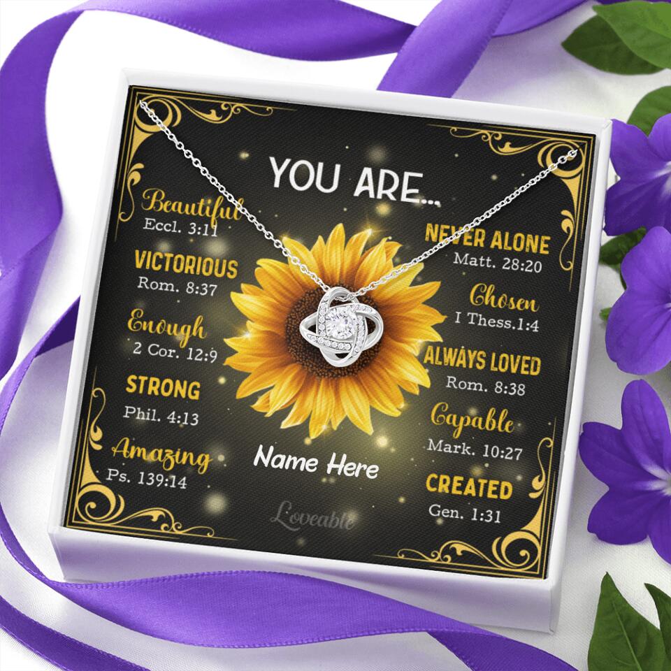 You're Sunflower - Personalized Love Knot Necklace - Image 5