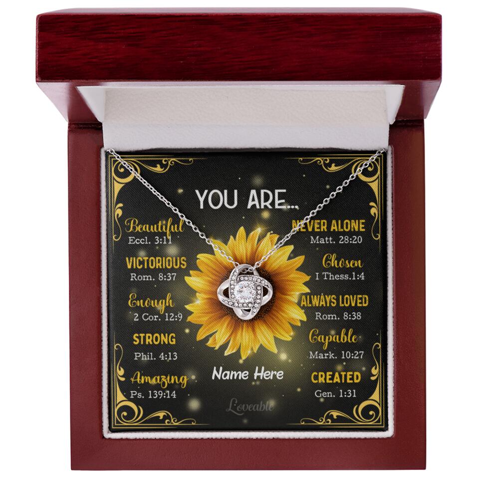 You're Sunflower - Personalized Love Knot Necklace - Image 6