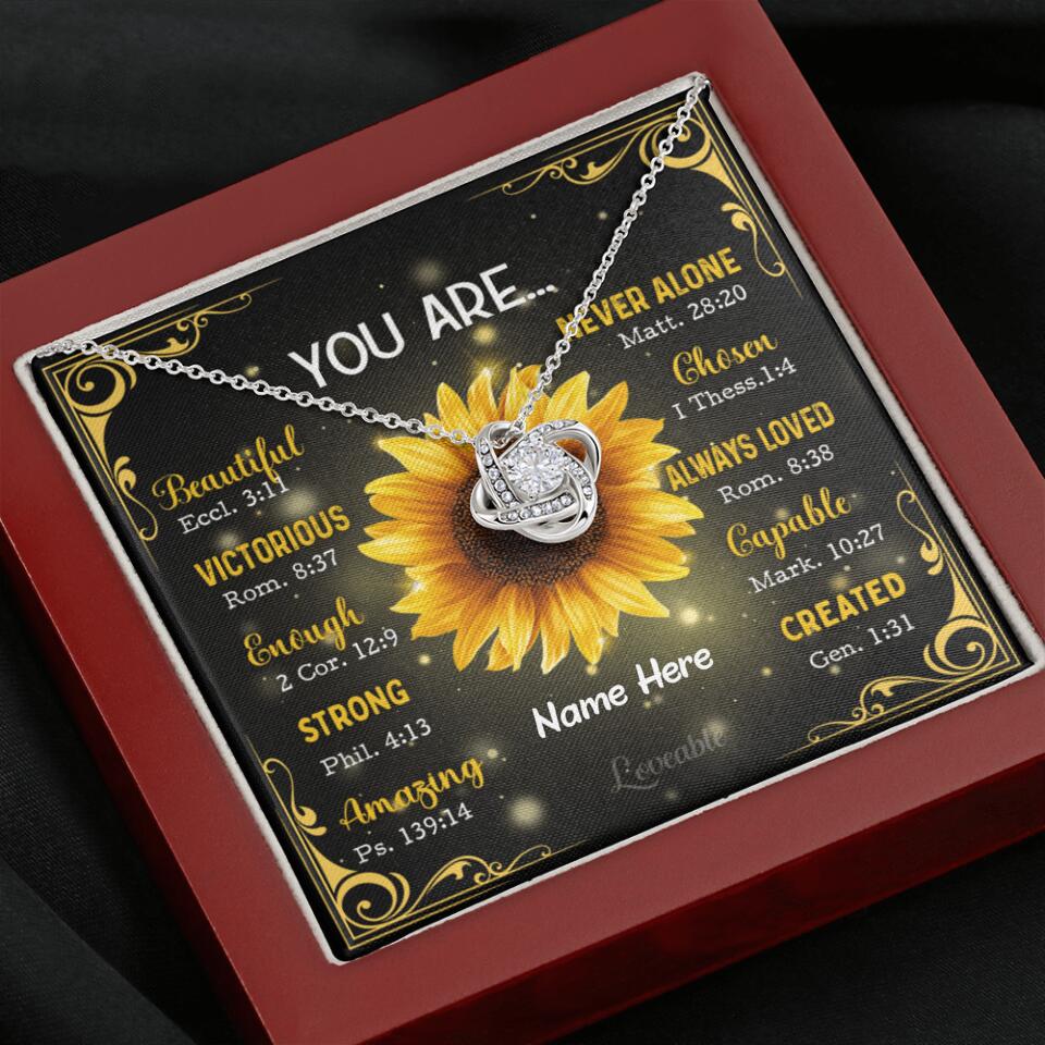You're Sunflower - Personalized Love Knot Necklace - Image 7