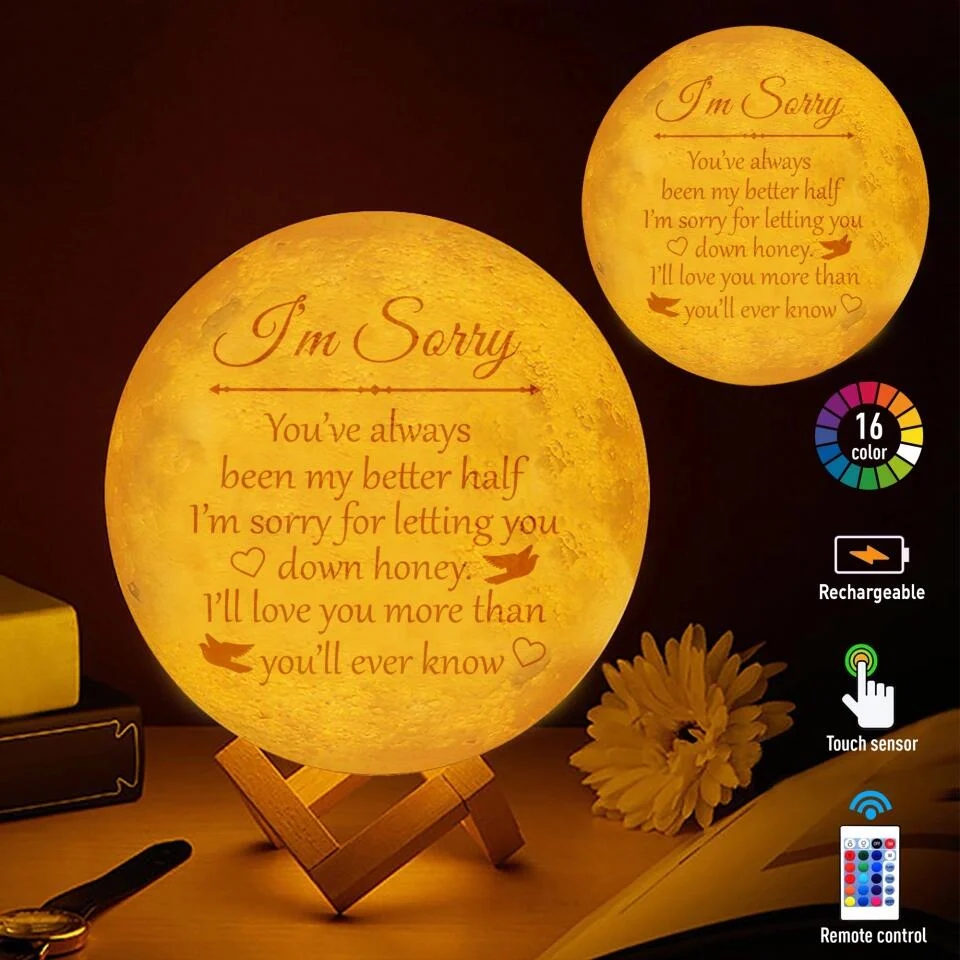 You've Always My Better Half - 3D Moon Lamp - Sorry Gift For Your Spouse - Image 4